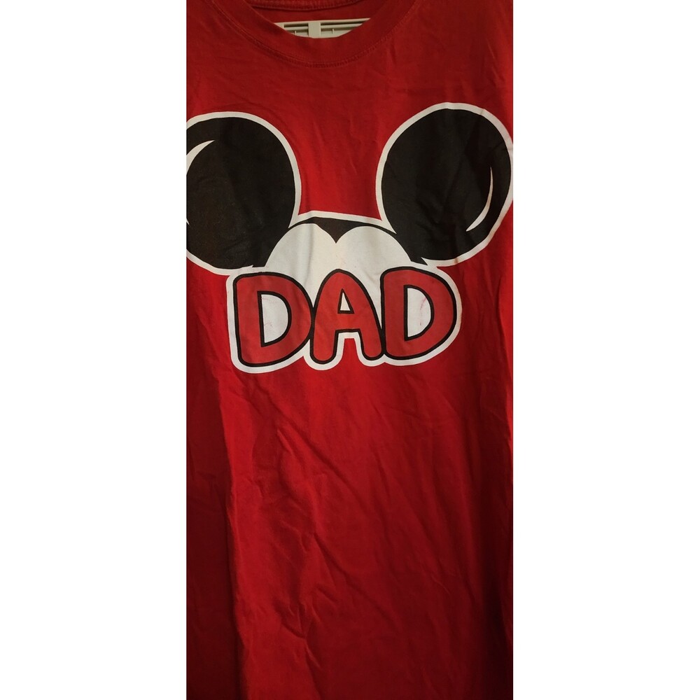 Disney Mickey Mouse Dad T-Shirt Mens XL Red Short Sleeve Graphic Tee CR80 Cotton - Picture 4 of 7
